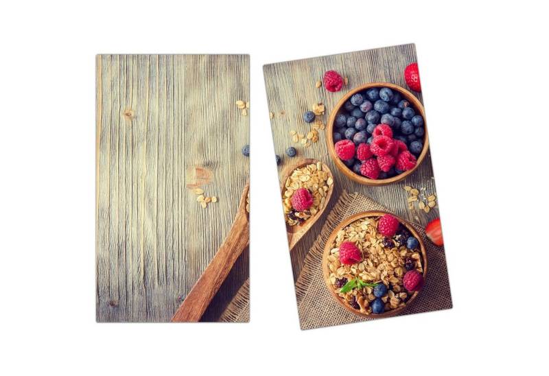 Primedeco Herd-Abdeckplatte Herdabdeckplatte Spritzschutz aus Glas Frühstück auf dem Tisch, Glas, (2 tlg) von Primedeco