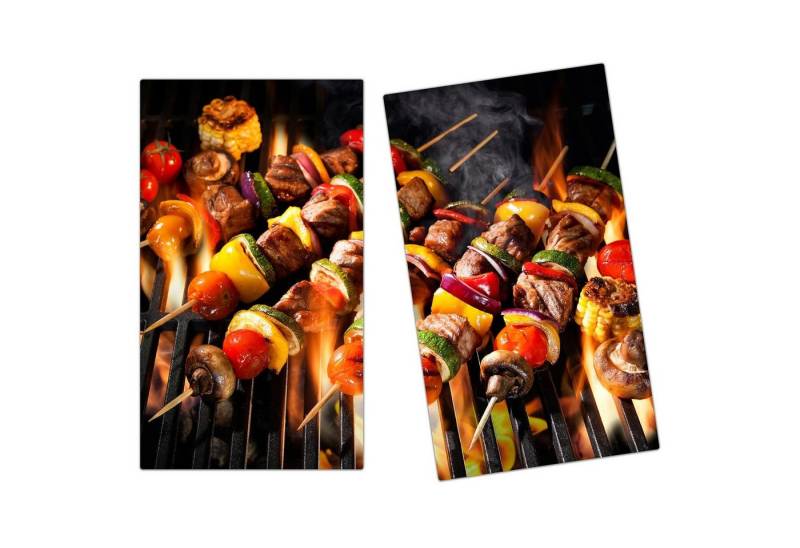 Primedeco Herd-Abdeckplatte Herdabdeckplatte Spritzschutz aus Glas Grillspiesse auf Grill, Glas, (2 tlg) von Primedeco