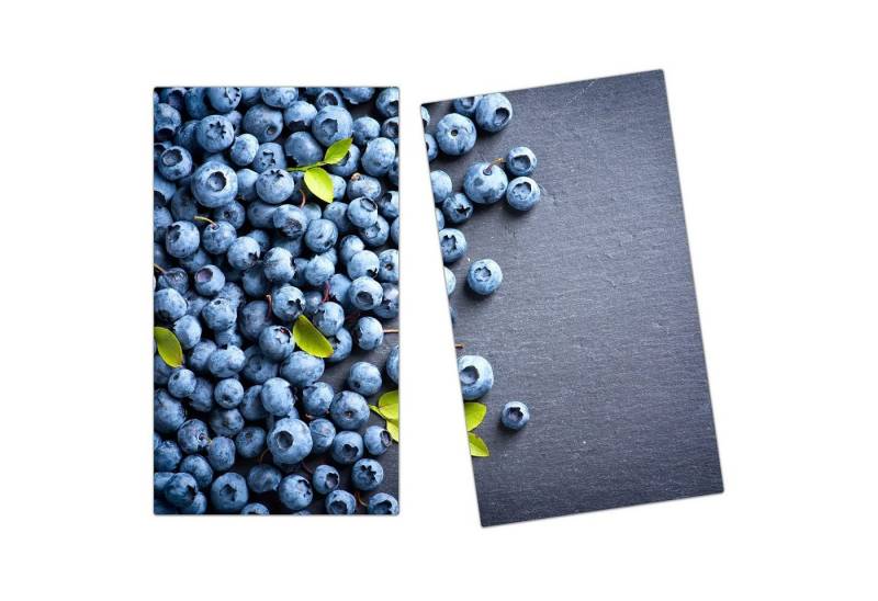 Primedeco Herd-Abdeckplatte Herdabdeckplatte Spritzschutz aus Glas Heidelbeeren auf Tisch, Glas, (2 tlg) von Primedeco