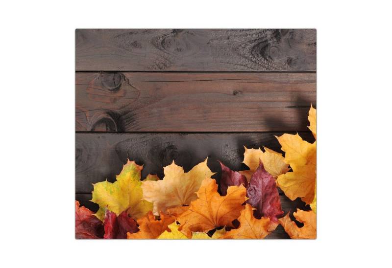 Primedeco Herd-Abdeckplatte Herdabdeckplatte Spritzschutz aus Glas Herbstlaub auf Tisch, Glas, (1 tlg) von Primedeco