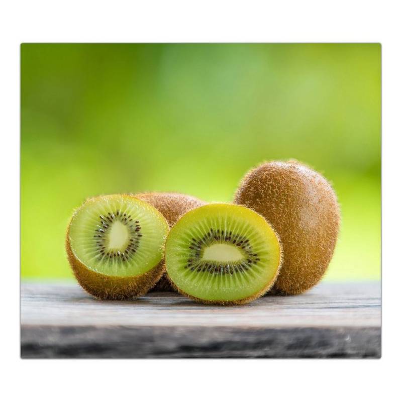 Primedeco Herd-Abdeckplatte Herdabdeckplatte Spritzschutz aus Glas Kiwis auf Tisch, Glas, (1 tlg) von Primedeco