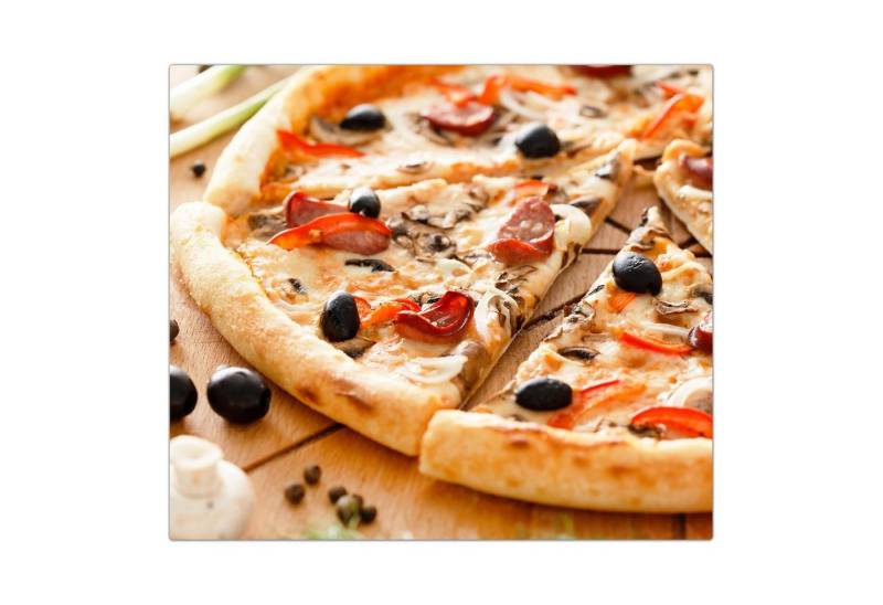 Primedeco Herd-Abdeckplatte Herdabdeckplatte Spritzschutz aus Glas Pizza au Holz, Glas, (1 tlg) von Primedeco