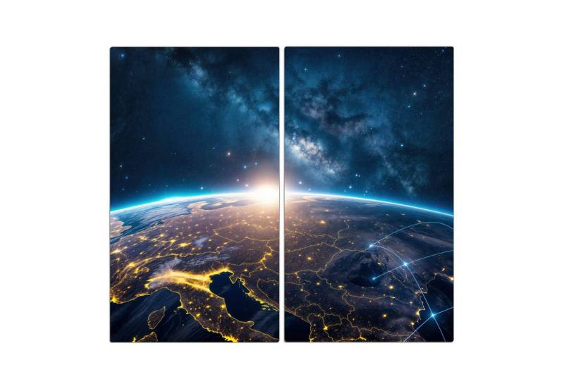 Primedeco Herd-Abdeckplatte Herdabdeckplatte Spritzschutz aus Glas Sonnenaufgang Erde, Glas, (2 tlg) von Primedeco