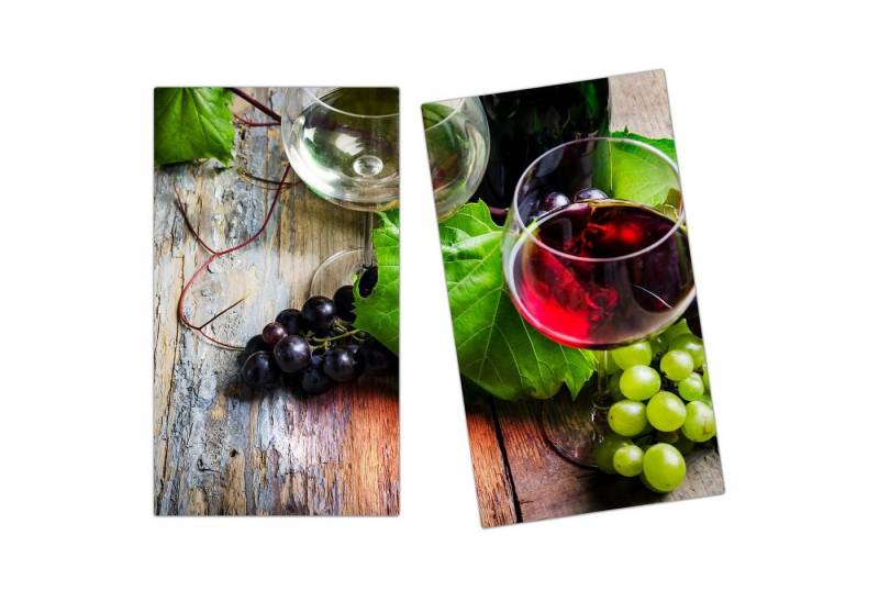 Primedeco Herd-Abdeckplatte Herdabdeckplatte Spritzschutz aus Glas Trauben und Weingläser, Glas, (2 tlg) von Primedeco