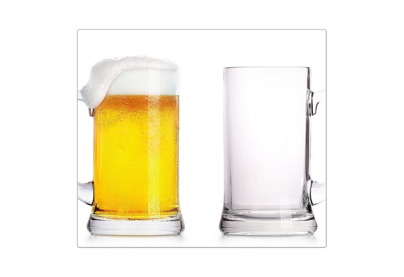 Primedeco Herd-Abdeckplatte Herdabdeckplatte Spritzschutz aus Glas Volles und leeres Bierglas, Glas, (1 tlg) von Primedeco