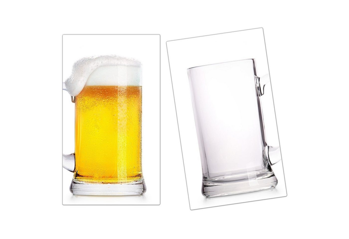 Primedeco Herd-Abdeckplatte Herdabdeckplatte Spritzschutz aus Glas Volles und leeres Bierglas, Glas, (2 tlg) von Primedeco