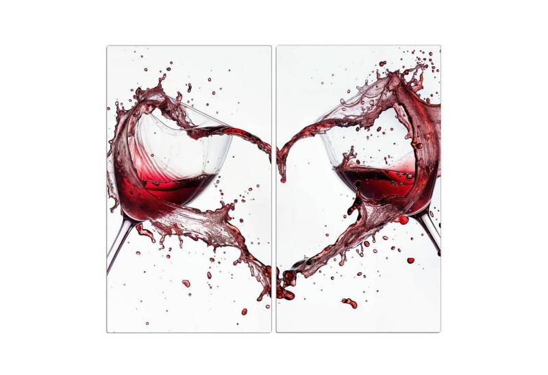 Primedeco Herd-Abdeckplatte Herdabdeckplatte Spritzschutz aus Glas Weingläser Herz, Glas, (2 tlg) von Primedeco