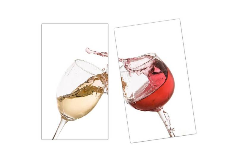 Primedeco Herd-Abdeckplatte Herdabdeckplatte Spritzschutz aus Glas Weinglas Toast, Glas, (2 tlg) von Primedeco