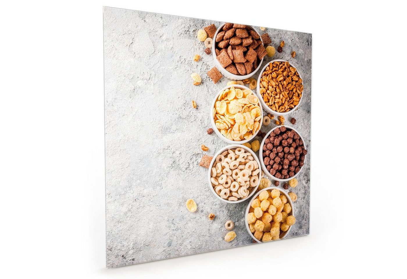 Primedeco Küchenrückwand Küchenrückwand Spritzschutz Glas mit Motiv Cerealien auf Tisch von Primedeco