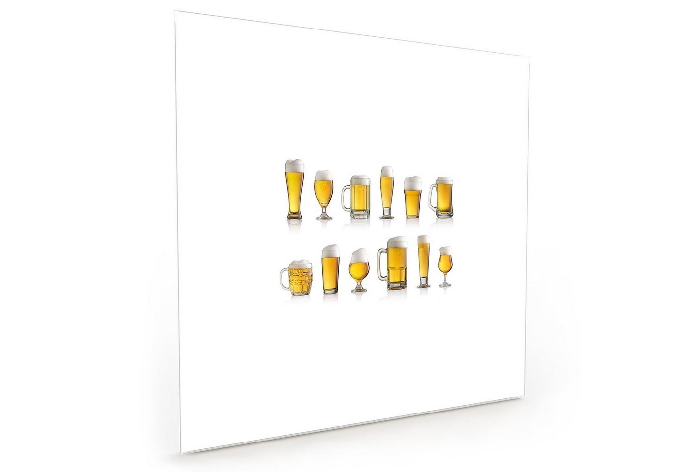 Primedeco Küchenrückwand Küchenrückwand Spritzschutz Glas mit Motiv Sammlung von Biergläser von Primedeco