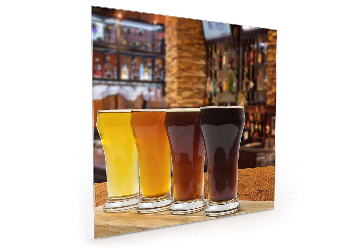 Primedeco Küchenrückwand Küchenrückwand Spritzschutz Glas mit Motiv Verschiedene Biergläser von Primedeco