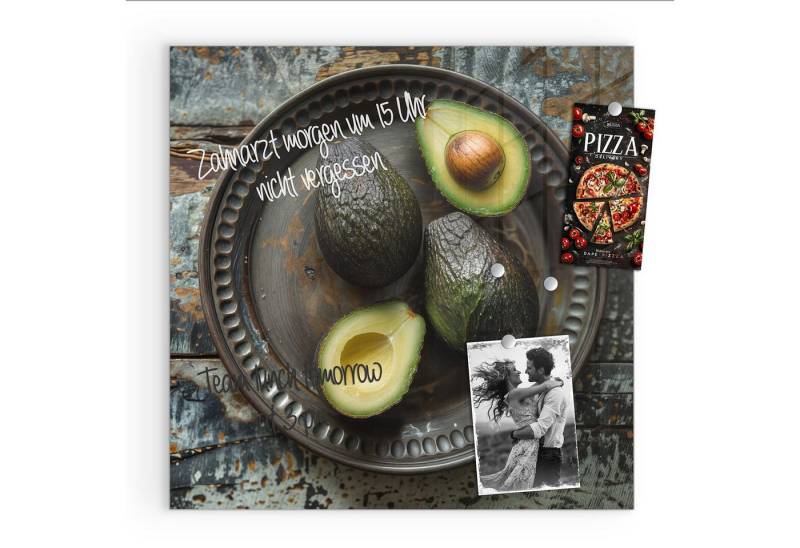 Primedeco Magnettafel Glas Avocados Holzteller Pinnwand Whiteboard beschreibbar, (Inklusive Stift, Magnete und Montagematerial, 1-tlg., 9 verschiedene Größen), Magnetisch und Beschreibbar von Primedeco