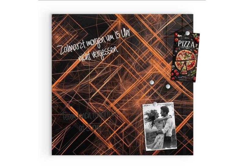 Primedeco Magnettafel Glas Geometrisches Muster Pinnwand Whiteboard beschreibbar, (Inklusive Stift, Magnete und Montagematerial, 1-tlg., 9 verschiedene Größen), Magnetisch und Beschreibbar von Primedeco