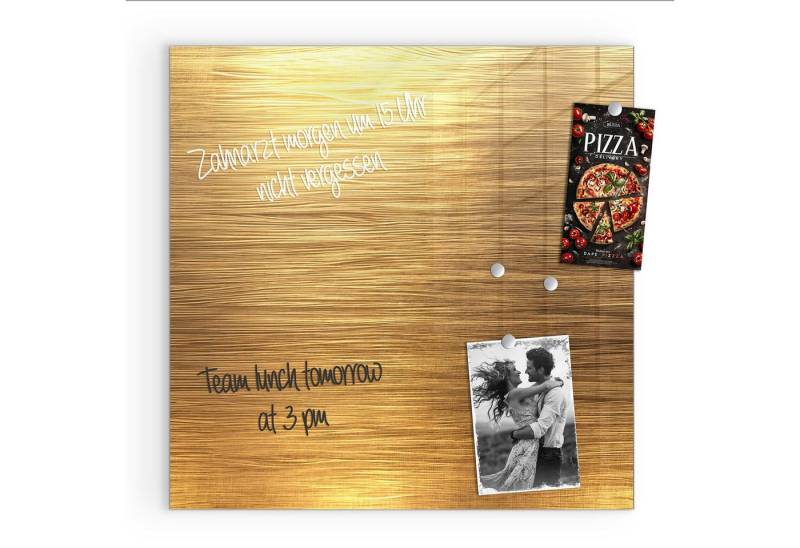Primedeco Magnettafel Glas Golden Textured Surface Pinnwand Whiteboard beschreibbar, (Inklusive Stift, Magnete und Montagematerial, 1-tlg., 9 verschiedene Größen), Magnetisch und Beschreibbar von Primedeco