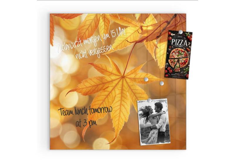 Primedeco Magnettafel Glas Herbstlich Glitzernd Pinnwand Whiteboard beschreibbar, (Inklusive Stift, Magnete und Montagematerial, 1-tlg., 9 verschiedene Größen), Magnetisch und Beschreibbar von Primedeco