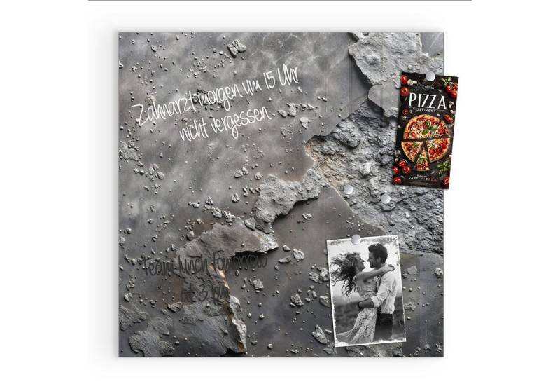 Primedeco Magnettafel Glas Verwitterte Oberfläche Pinnwand Whiteboard beschreibbar, (Inklusive Stift, Magnete und Montagematerial, 1-tlg., 9 verschiedene Größen), Magnetisch und Beschreibbar von Primedeco