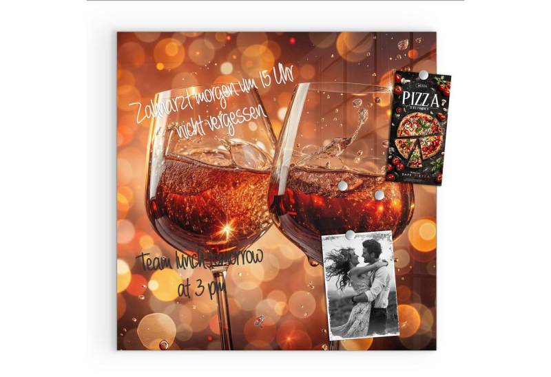 Primedeco Magnettafel Glas Weingläser Festlich Pinnwand Whiteboard beschreibbar, (Inklusive Stift, Magnete und Montagematerial, 1-tlg., 9 verschiedene Größen), Magnetisch und Beschreibbar von Primedeco