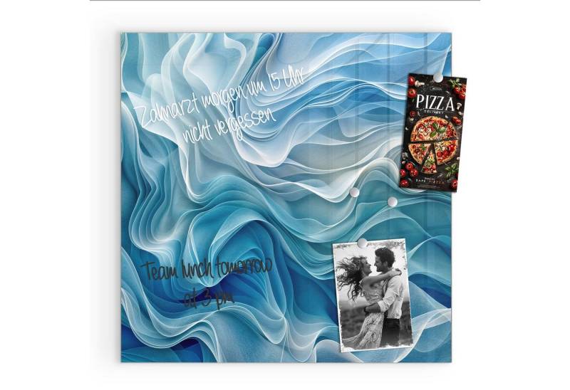 Primedeco Magnettafel Glas Wellenfließend Pinnwand Whiteboard beschreibbar, (Inklusive Stift, Magnete und Montagematerial, 1-tlg., 9 verschiedene Größen), Magnetisch und Beschreibbar von Primedeco