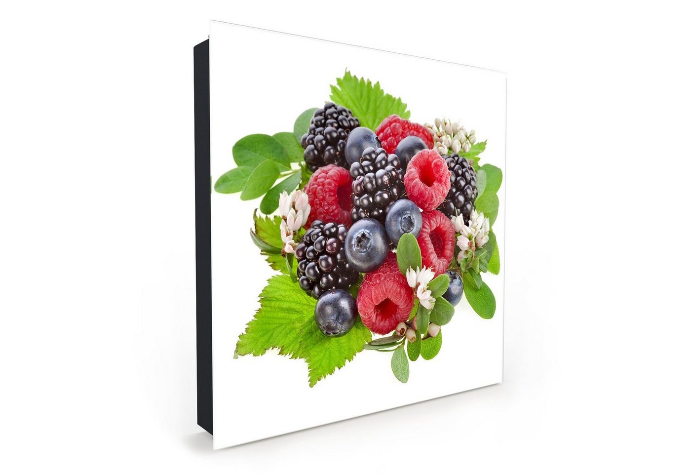 Primedeco Schlüsselkasten Magnetpinnwand mit Glasfront Beeren mit Blumen (1 St) von Primedeco