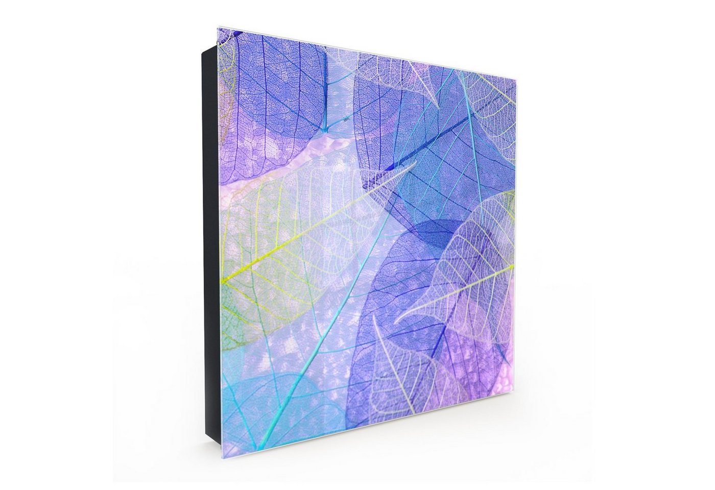 Primedeco Schlüsselkasten Dekor-Schlüsselkasten, Magnetpinnwand und Memoboard mit Glasfront Motiv Blätter abstrakt und farbig von Primedeco