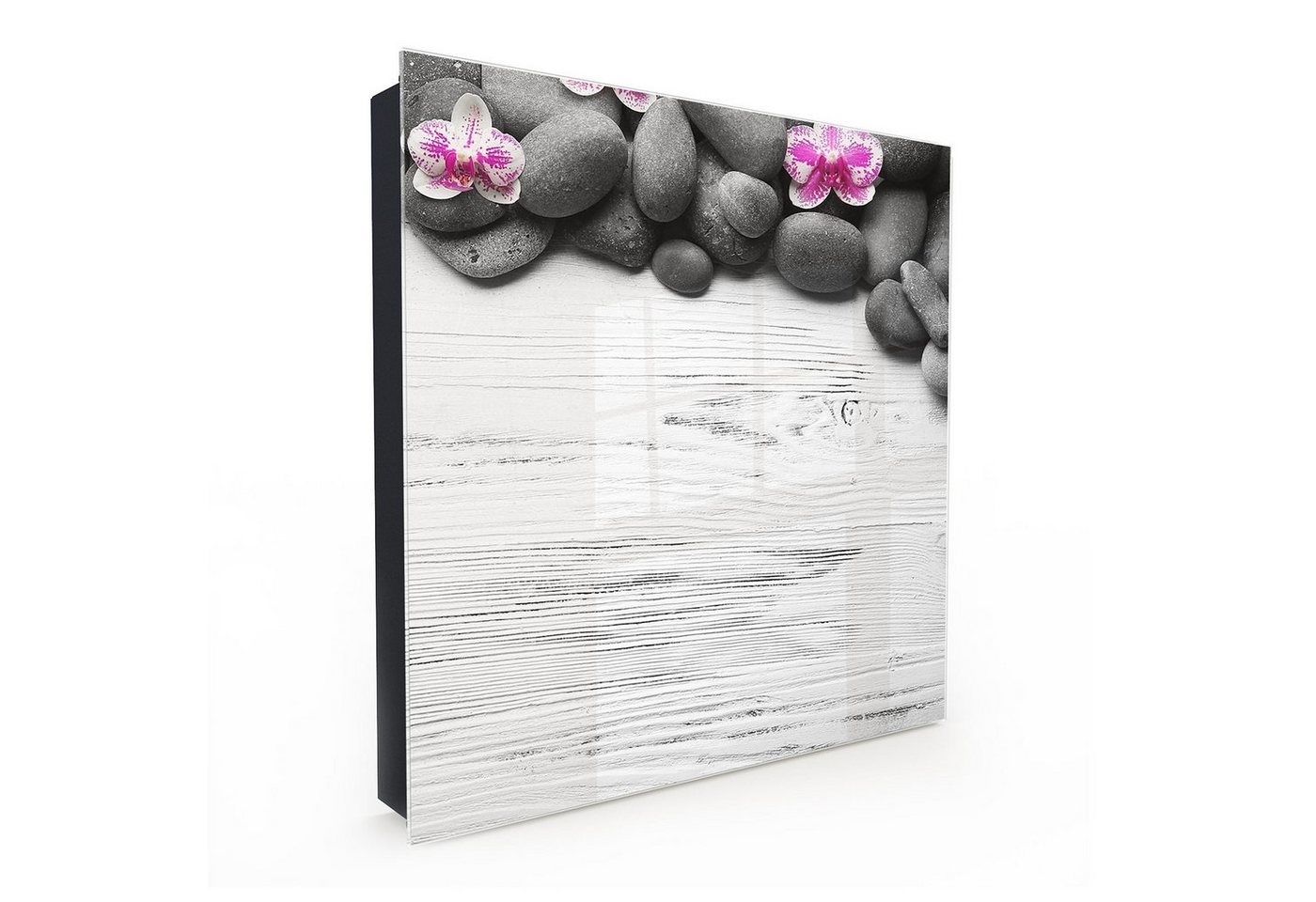 Primedeco Schlüsselkasten Magnetpinnwand und Memoboard mit Glasfront Motiv Blüten und Steine (1 St) von Primedeco