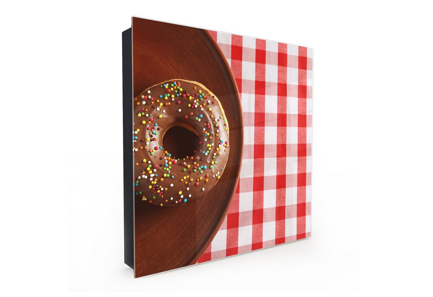 Primedeco Schlüsselkasten Magnetpinnwand und Memoboard mit Glasfront Motiv Donut auf Tisch (1 St) von Primedeco