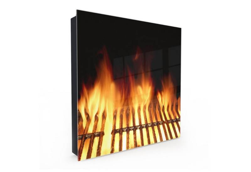 Primedeco Schlüsselkasten Magnetpinnwand und Memoboard mit Glasfront Motiv Feuer im Grill (1 St) von Primedeco