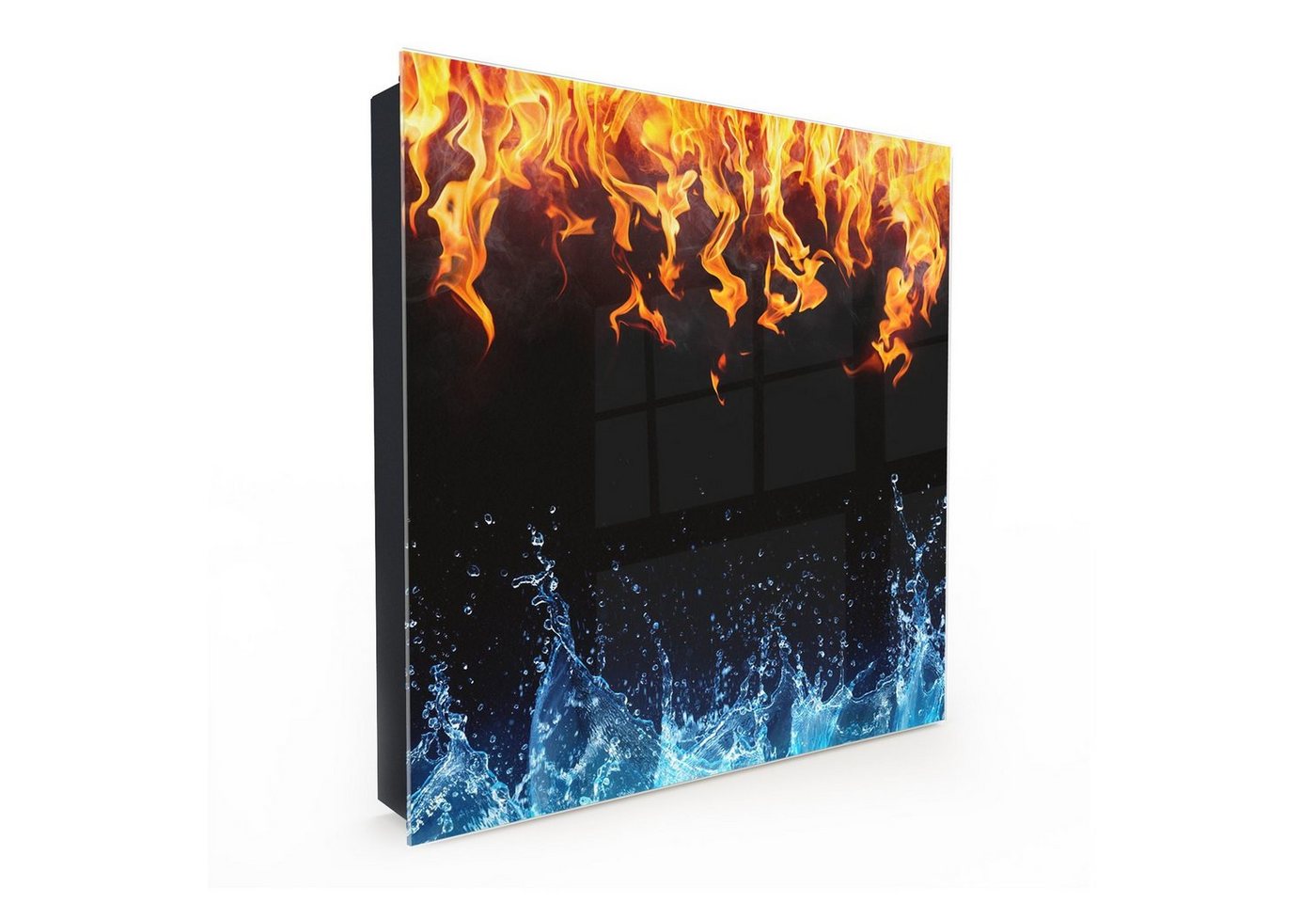 Primedeco Schlüsselkasten Magnetpinnwand und Memoboard mit Glasfront Motiv Feuer und Wasser (1 St) von Primedeco