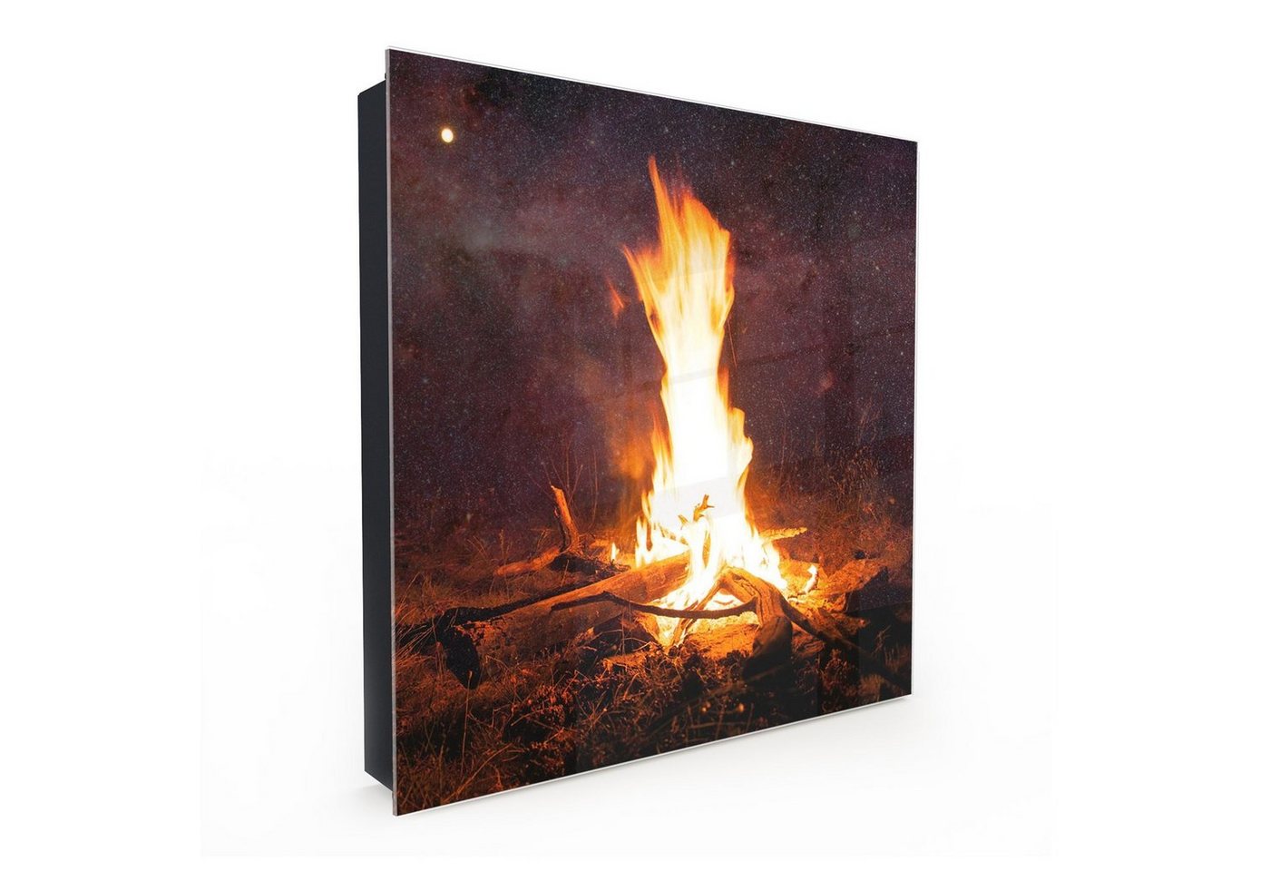 Primedeco Schlüsselkasten Magnetpinnwand und Memoboard mit Glasfront Motiv Flamme in Kamin (1 St) von Primedeco