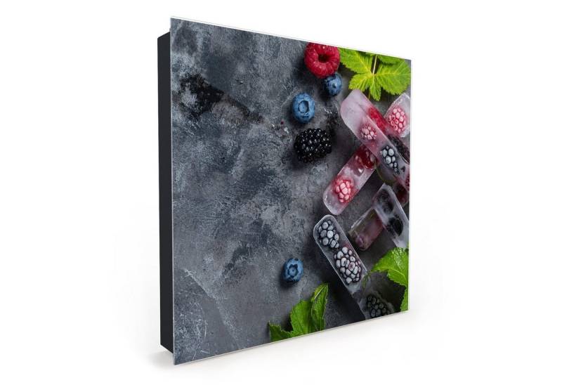 Primedeco Schlüsselkasten Magnetpinnwand mit Glasfront Gefrorene Beereneiswürfel (1 St) von Primedeco