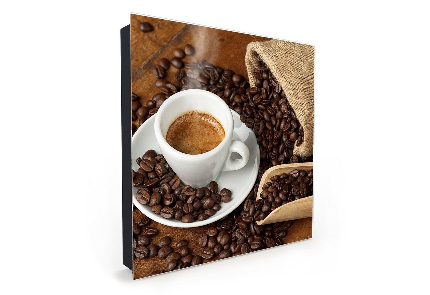 Primedeco Schlüsselkasten Magnetpinnwand mit Glasfront Kaffee und Löffel (1 St) von Primedeco