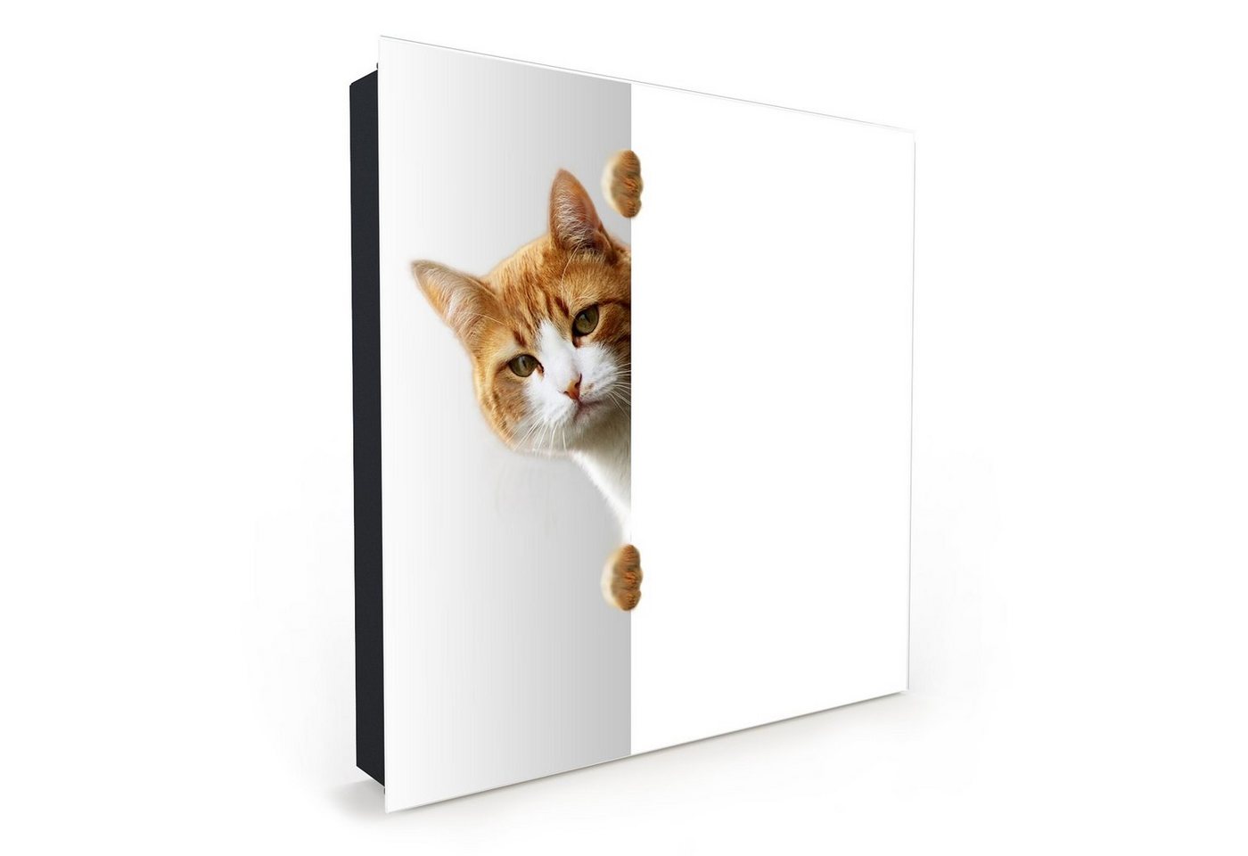 Primedeco Schlüsselkasten Magnetpinnwand mit Glasfront Katze hinter Tür (1 St) von Primedeco