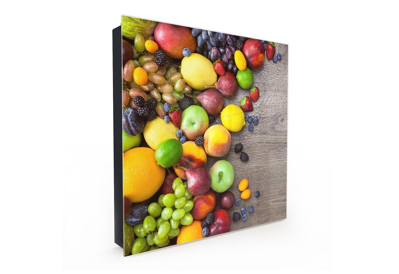 Primedeco Schlüsselkasten Dekor-Schlüsselkasten, Magnetpinnwand und Memoboard mit Glasfront Motiv Obst und Gemüse auf Holz von Primedeco