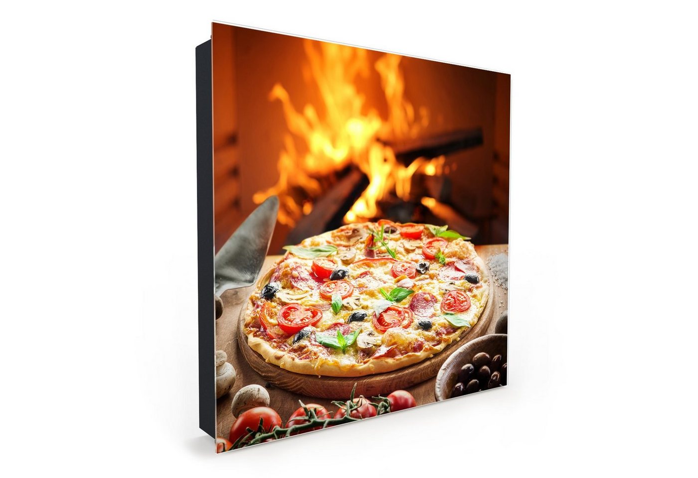 Primedeco Schlüsselkasten Magnetpinnwand mit Glasfront Pizza aus dem Holzofen (1 St) von Primedeco