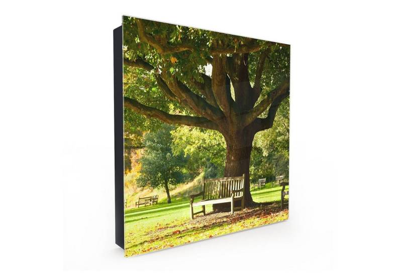 Primedeco Schlüsselkasten Magnetpinnwand und Memoboard mit Glasfront Motiv Sitzbank unter Baum (1 St) von Primedeco