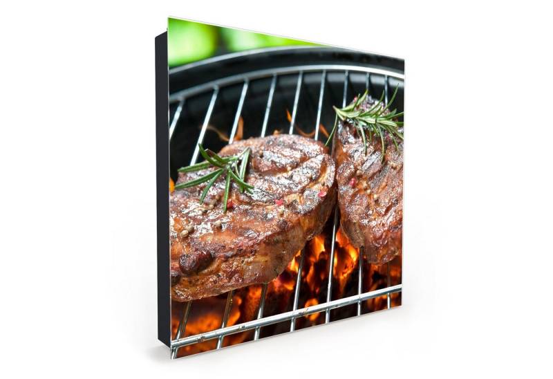 Primedeco Schlüsselkasten Magnetpinnwand mit Glasfront Steak auf Grill (1 St) von Primedeco