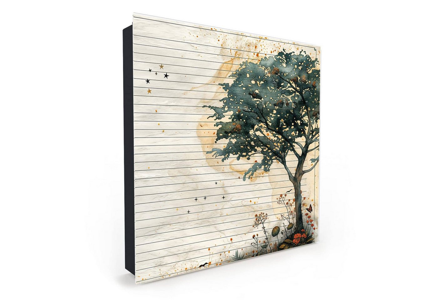 Primedeco Schlüsselkasten Magnetpinnwand mit Glasfront Natur Notizblock (1 St) von Primedeco