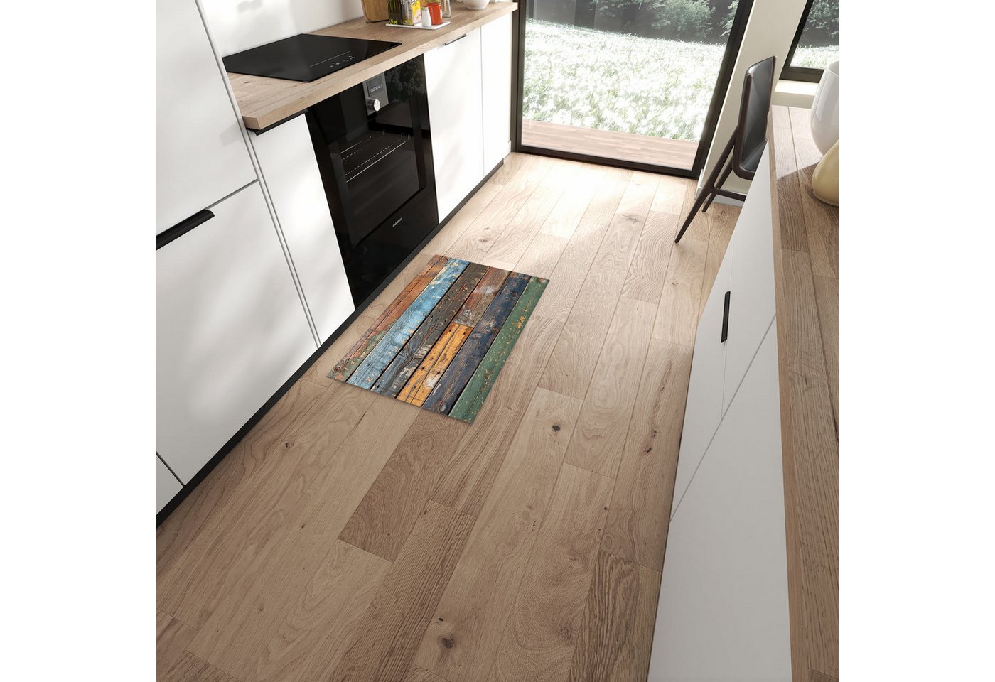 Primedeco Teppich Küchenteppich Bunte Holzplatte PVC rutschfest abwaschbar Läufer, Rechteckig, Höhe: 3 mm, Pflegeleicht & Wasserabweisend Primedeco Teppich Küchenteppich Bunte Holzplatte PVC rutschfest abwaschbar Läufer, Rechteckig, Höhe: 3 mm, Pflegeleicht & Wasserabweisend von Primedeco