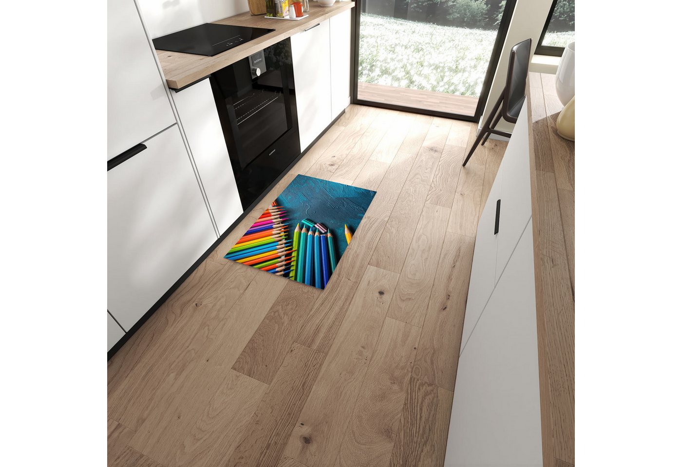 Primedeco Teppich Küchenteppich Buntstifte auf Holz PVC rutschfest abwaschbar Läufer, Rechteckig, Höhe: 3 mm, Pflegeleicht & Wasserabweisend Primedeco Teppich Küchenteppich Buntstifte auf Holz PVC rutschfest abwaschbar Läufer, Rechteckig, Höhe: 3 mm, Pflegeleicht & Wasserabweisend von Primedeco