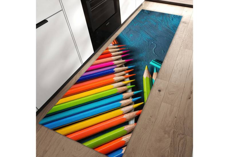 Primedeco Teppich Küchenteppich Buntstifte auf Holz PVC rutschfest abwaschbar Läufer, Rechteckig, Höhe: 3 mm, Pflegeleicht & Wasserabweisend Primedeco Teppich Küchenteppich Buntstifte auf Holz PVC rutschfest abwaschbar Läufer, Rechteckig, Höhe: 3 mm, Pflegeleicht & Wasserabweisend von Primedeco