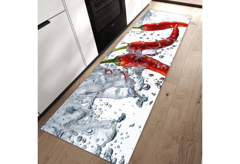 Primedeco Teppich Küchenteppich Chilis im Wasser PVC rutschfest abwaschbar Läufer, Rechteckig, Höhe: 3 mm, Pflegeleicht & Wasserabweisend von Primedeco