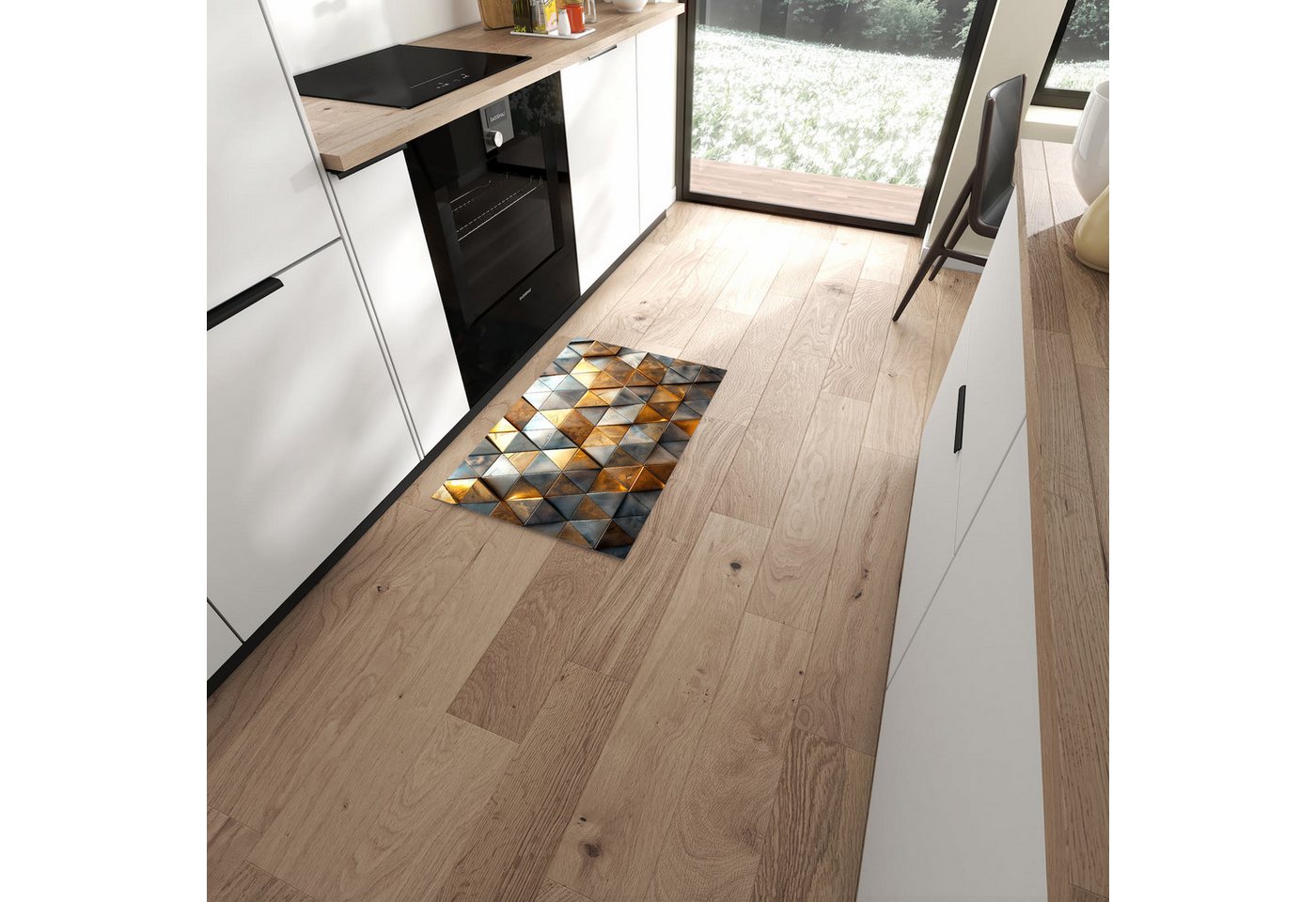 Primedeco Teppich Küchenteppich Dreiecksmuster Wand PVC rutschfest abwaschbar Läufer, Rechteckig, Höhe: 3 mm, Pflegeleicht & Wasserabweisend Primedeco Teppich Küchenteppich Dreiecksmuster Wand PVC rutschfest abwaschbar Läufer, Rechteckig, Höhe: 3 mm, Pflegeleicht & Wasserabweisend von Primedeco