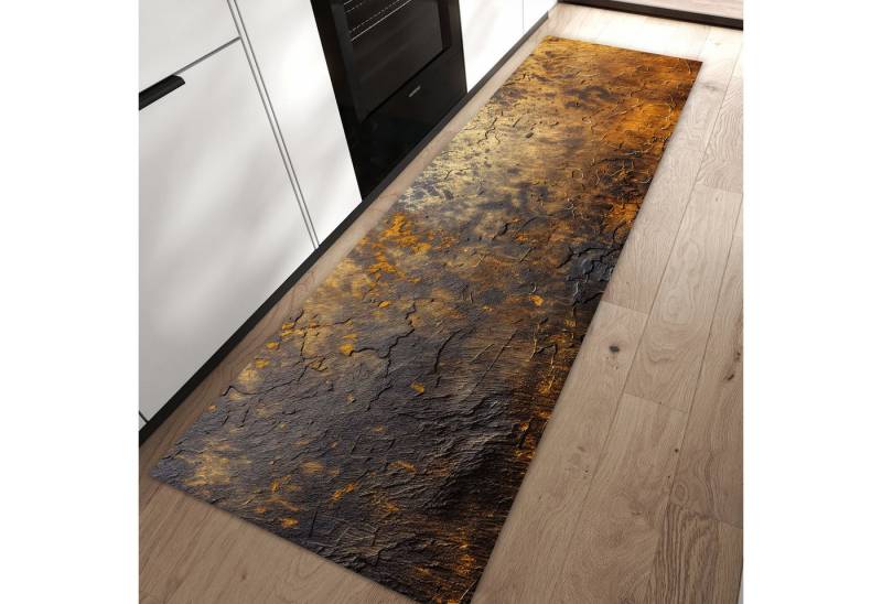 Primedeco Teppich Küchenteppich Golden Texture PVC rutschfest abwaschbar Läufer, Rechteckig, Höhe: 3 mm, Pflegeleicht & Wasserabweisend von Primedeco