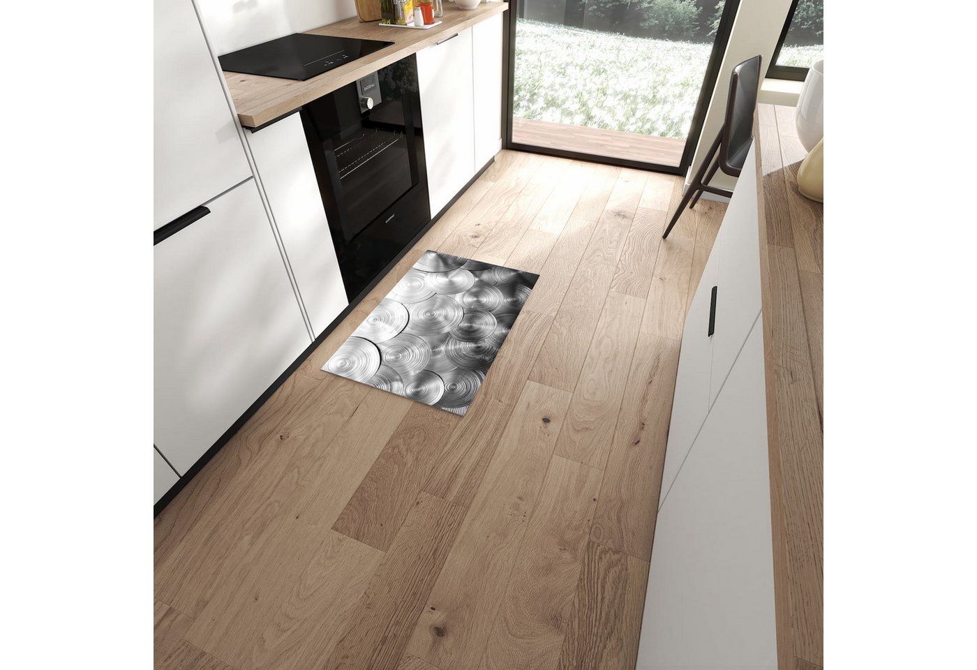 Primedeco Teppich Küchenteppich Metallische Scheiben PVC rutschfest abwaschbar Läufer, Rechteckig, Höhe: 3 mm, Pflegeleicht & Wasserabweisend Primedeco Teppich Küchenteppich Metallische Scheiben PVC rutschfest abwaschbar Läufer, Rechteckig, Höhe: 3 mm, Pflegeleicht & Wasserabweisend von Primedeco