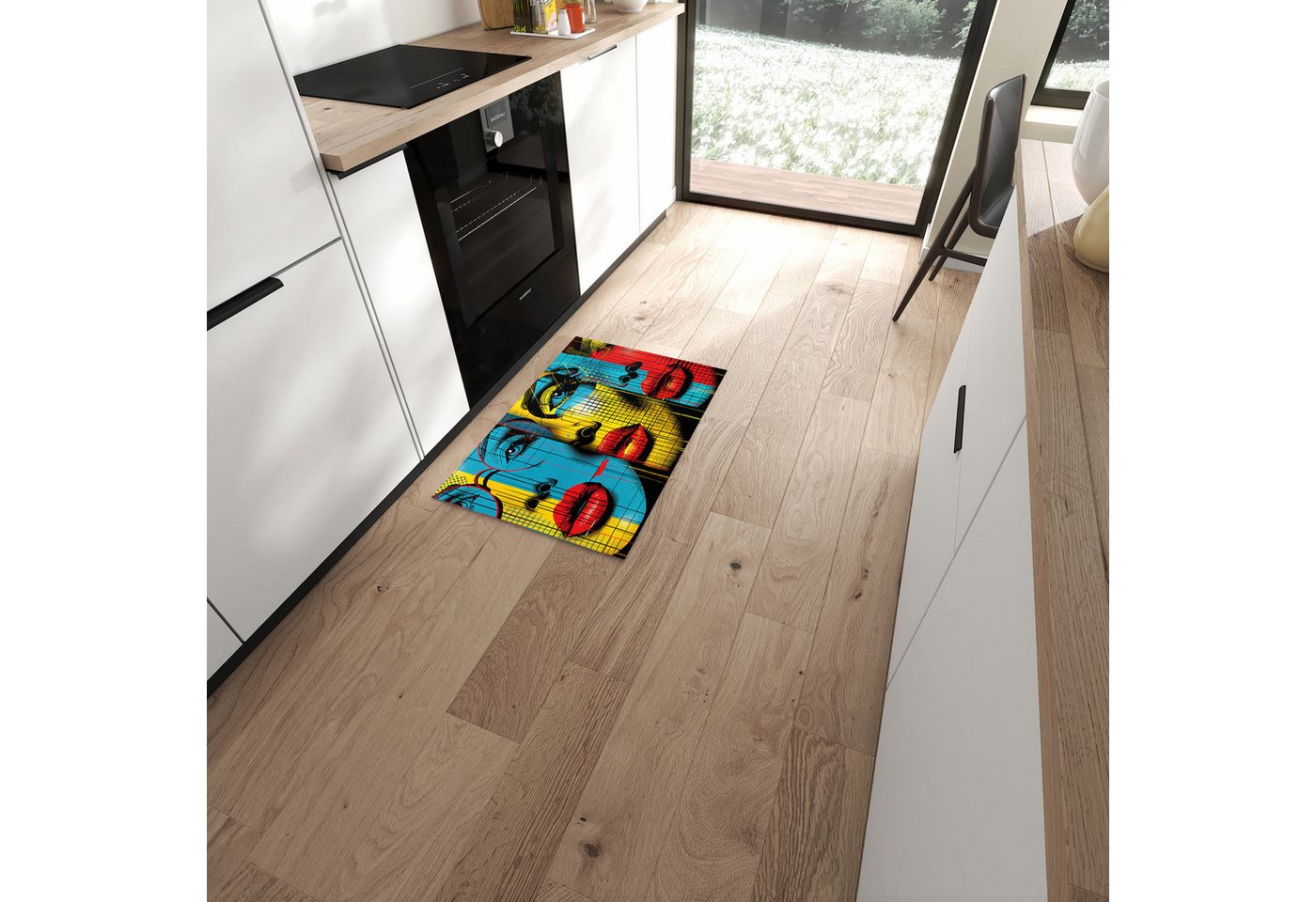 Primedeco Teppich Küchenteppich Pop Art Gesichter PVC rutschfest abwaschbar Läufer, Rechteckig, Höhe: 3 mm, Pflegeleicht & Wasserabweisend Primedeco Teppich Küchenteppich Pop Art Gesichter PVC rutschfest abwaschbar Läufer, Rechteckig, Höhe: 3 mm, Pflegeleicht & Wasserabweisend von Primedeco