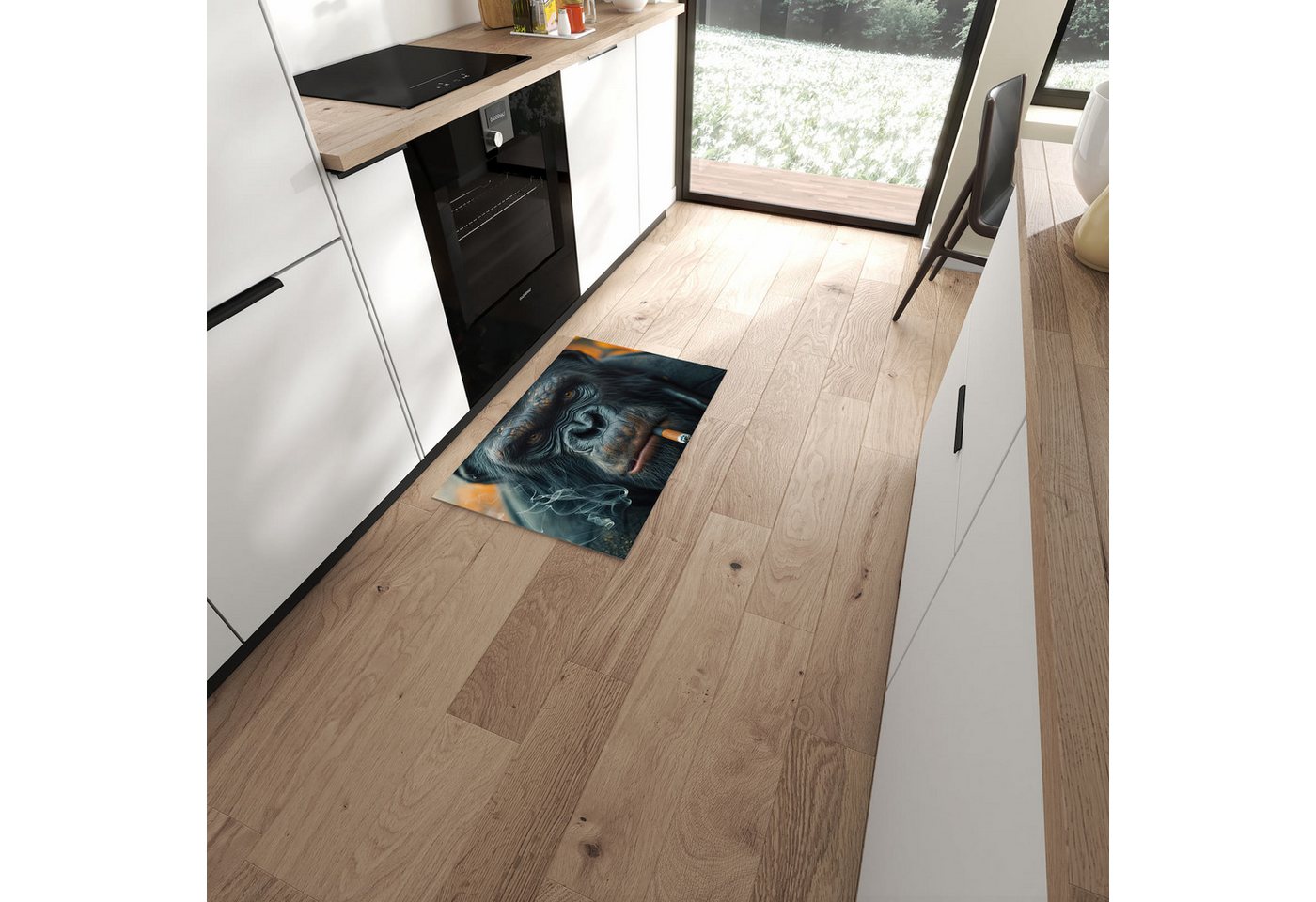 Primedeco Teppich Küchenteppich Rauchender Affe PVC rutschfest abwaschbar Läufer, Rechteckig, Höhe: 3 mm, Pflegeleicht & Wasserabweisend Primedeco Teppich Küchenteppich Rauchender Affe PVC rutschfest abwaschbar Läufer, Rechteckig, Höhe: 3 mm, Pflegeleicht & Wasserabweisend von Primedeco