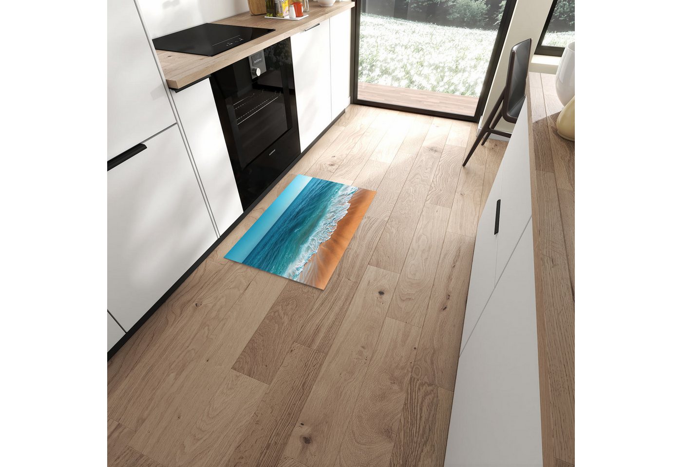 Primedeco Teppich Küchenteppich Sandstrand Wellen PVC rutschfest abwaschbar Läufer, Rechteckig, Höhe: 3 mm, Pflegeleicht & Wasserabweisend Primedeco Teppich Küchenteppich Sandstrand Wellen PVC rutschfest abwaschbar Läufer, Rechteckig, Höhe: 3 mm, Pflegeleicht & Wasserabweisend von Primedeco