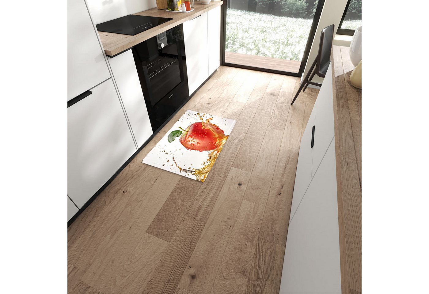 Primedeco Teppich Küchenteppich Spritziger Apfel PVC rutschfest abwaschbar Läufer, Rechteckig, Höhe: 3 mm, Pflegeleicht & Wasserabweisend Primedeco Teppich Küchenteppich Spritziger Apfel PVC rutschfest abwaschbar Läufer, Rechteckig, Höhe: 3 mm, Pflegeleicht & Wasserabweisend von Primedeco