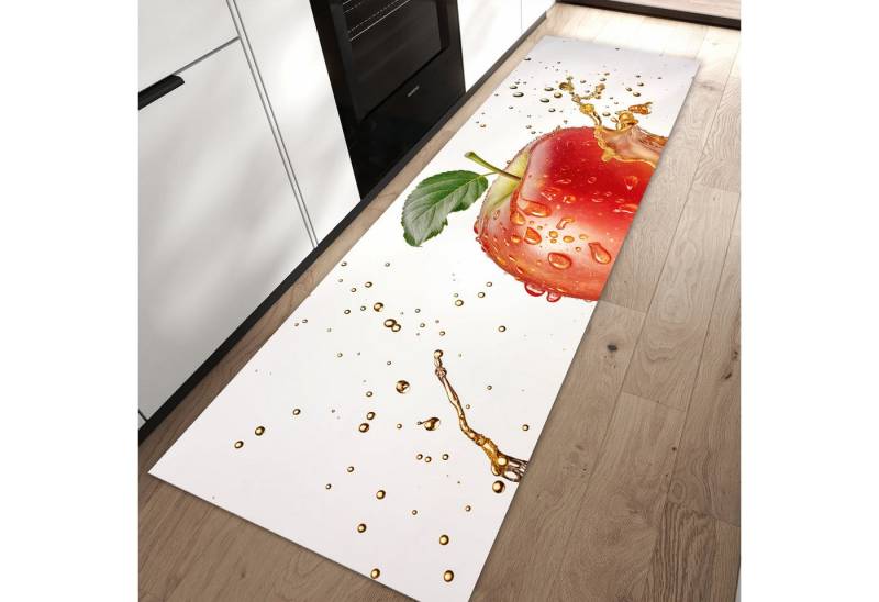 Primedeco Teppich Küchenteppich Spritziger Apfel PVC rutschfest abwaschbar Läufer, Rechteckig, Höhe: 3 mm, Pflegeleicht & Wasserabweisend von Primedeco