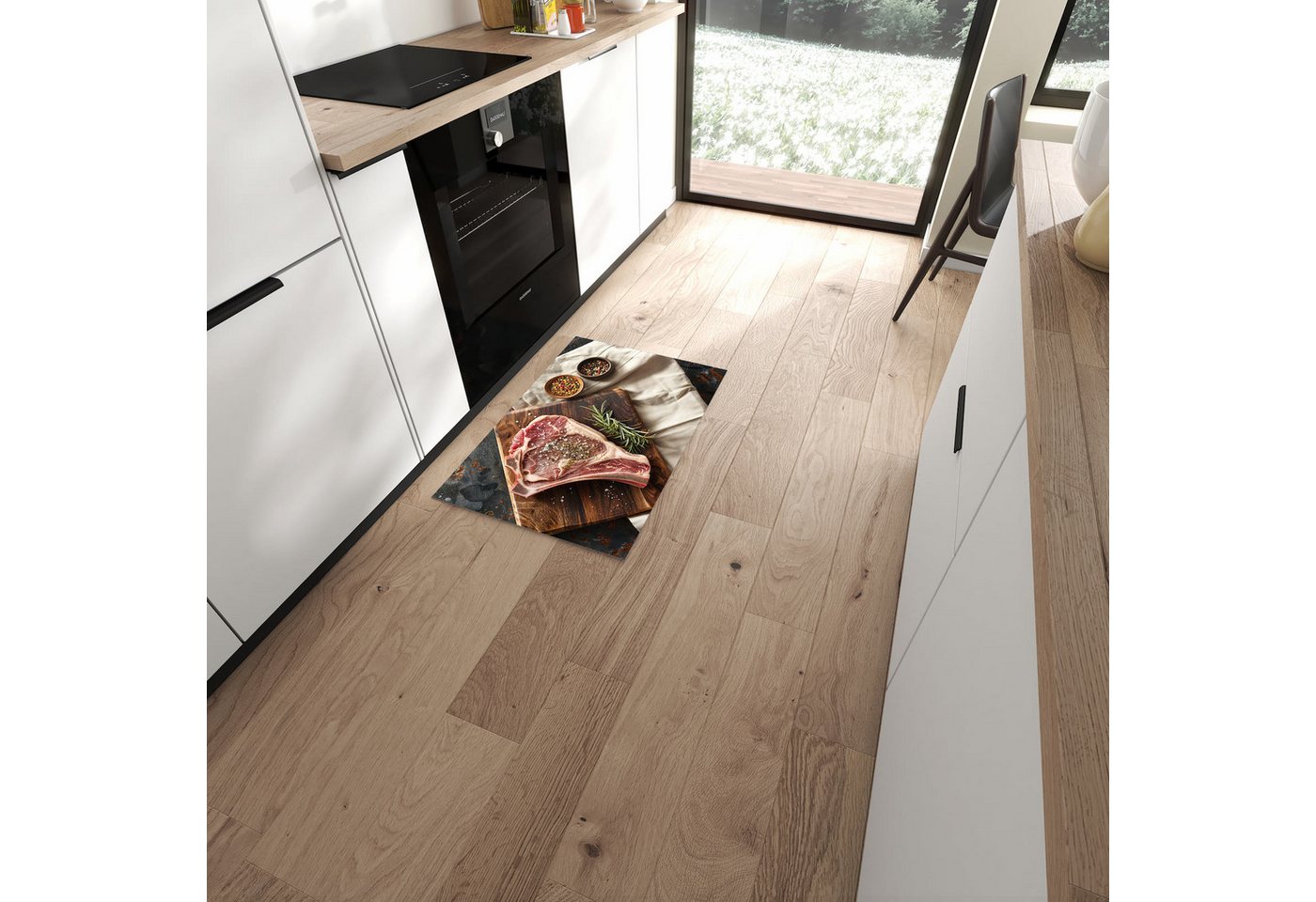 Primedeco Teppich Küchenteppich Steakauf Holzbrett PVC rutschfest abwaschbar Läufer, Rechteckig, Höhe: 3 mm, Pflegeleicht & Wasserabweisend Primedeco Teppich Küchenteppich Steakauf Holzbrett PVC rutschfest abwaschbar Läufer, Rechteckig, Höhe: 3 mm, Pflegeleicht & Wasserabweisend von Primedeco